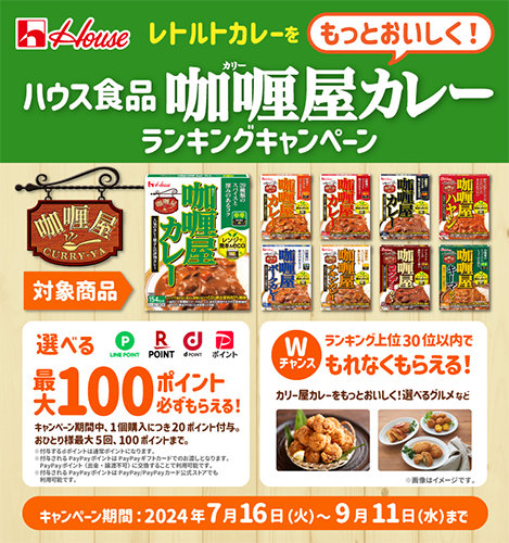 レトルトカレーをもっとおいしく！ハウス食品 咖喱屋カレーランキングキャンペーン