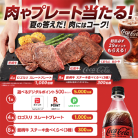 コカ･コーラのクローズド懸賞 夏の答えだ！肉にはコーク！肉やプレートが当たるキャンペーン