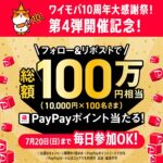 PayPayポイント1万円分がその場で当たる！ワイモバイルのXキャンペーン