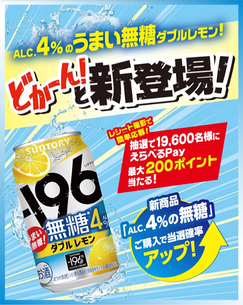 ALC.4%のうまい無糖ダブルレモン！どかーん！と新登場！キャンペーン