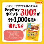 日本食研『ハンバーグ作り』PayPayギフトカードが入っていたら当たり!キャンペーン