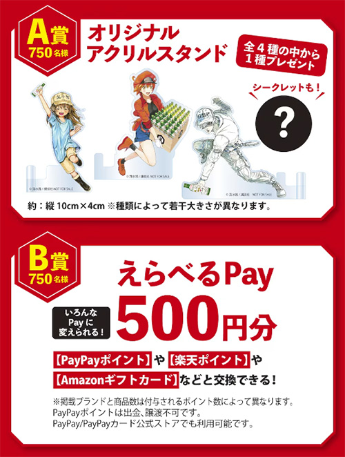 オリジナルアクリルスタンド、えらべるPay500円分