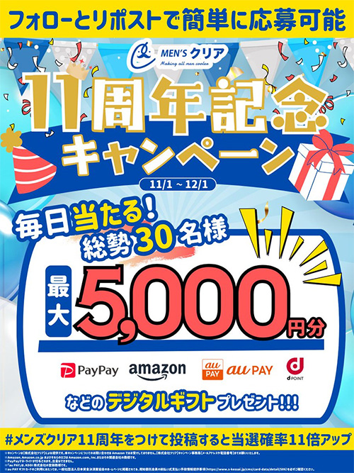 毎日当たる！メンズクリア11周年記念キャンペーン