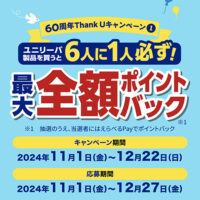 ユニリーバ60周年Thank U 全額ポイントバックキャンペーン