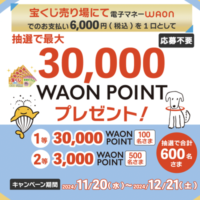 電子マネーWAON 年末ジャンボ宝くじキャンペーン