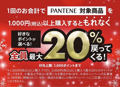 PANTENE「好きなポイントが全員最大20％戻ってくる！」キャンペーン