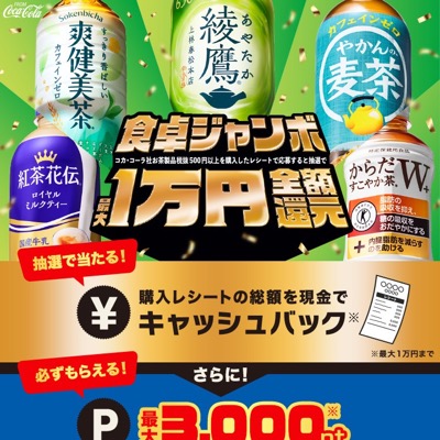 コカ･コーラ 食卓ジャンボ 最大1万円全額還元