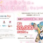 えらべるPay 最大2万円分が当たる 方位かなめ・ジオテクノロジーズのXキャンペーン