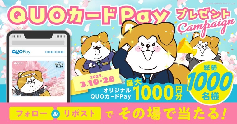 QUOカードPayがその場で当たる 秋田犬たれみみだいちゃんのXキャンペーン