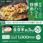 やよい軒のお米金芽米 約3kgなど当たるXキャンペーン