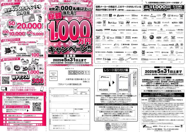 万代 総額1,000万円キャンペーン