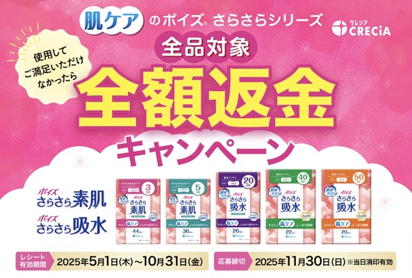 クレシア ポイズ さらさらシリーズ 全額返金キャンペーン