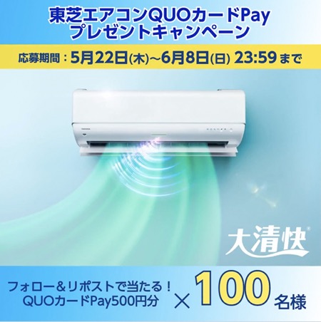 QUOカードPay 500円分が当たる！東芝のXキャンペーン