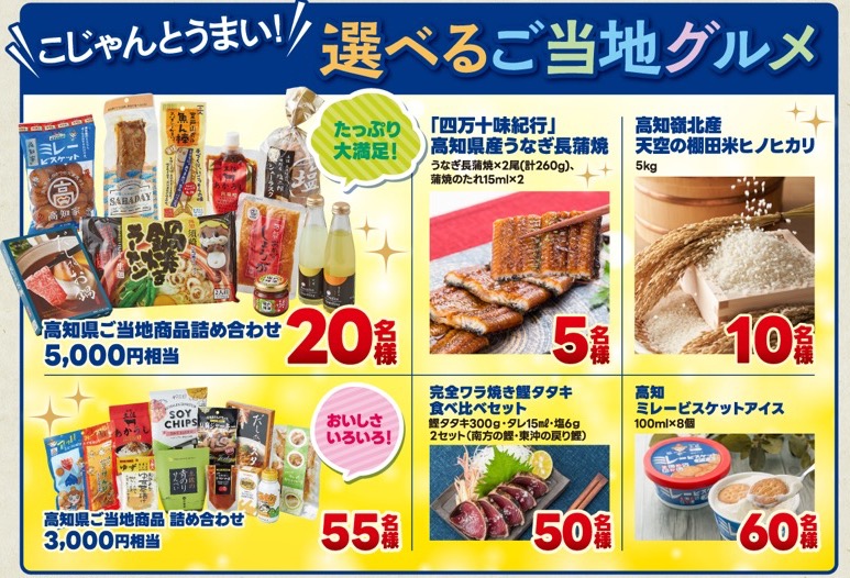 高知県ご当地商品詰め合わせ 5,000円相当など