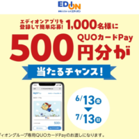 エディオングループ専用QUOカードPay500円分が当たる！エディオンのキャンペーン