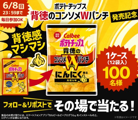 ポテトチップス 背徳のコンソメWパンチ 12袋が当たる！カルビーのXキャンペーン