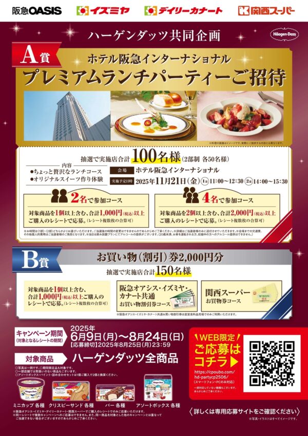 関西スーパー×ハーゲンダッツ ホテル阪急インターナショナルプレミアムランチパーティーご招待