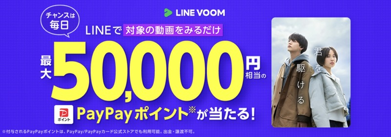 PayPayポイント最大5万円分が当たる！LINE VOOMのキャンペーン