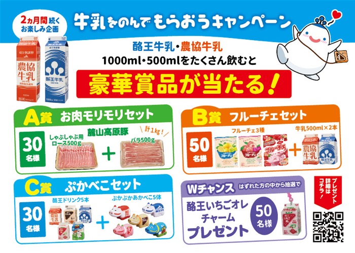 酪王協同乳業 牛乳をのんでもらおうキャンペーン