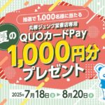 丸善ジュンク堂書店 夏の丸善ジュンク堂書店専用QUOカードPay1000円分プレゼントキャンペーン