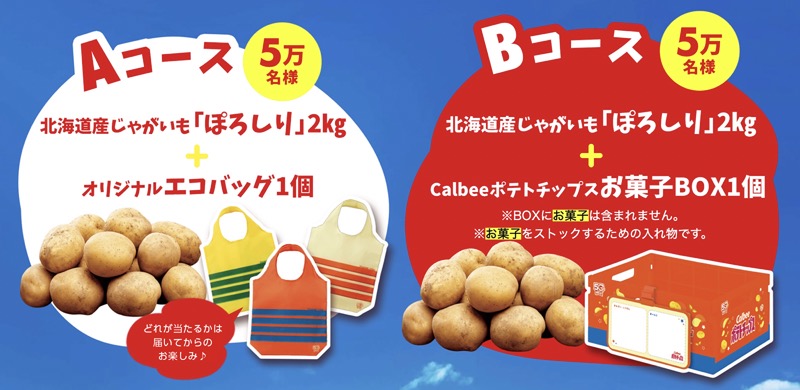 北海道産じゃがいも2kg&エコバッグ or お菓子BOX