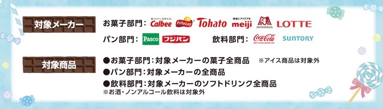 パン・お菓子・飲料対象メーカー全商品