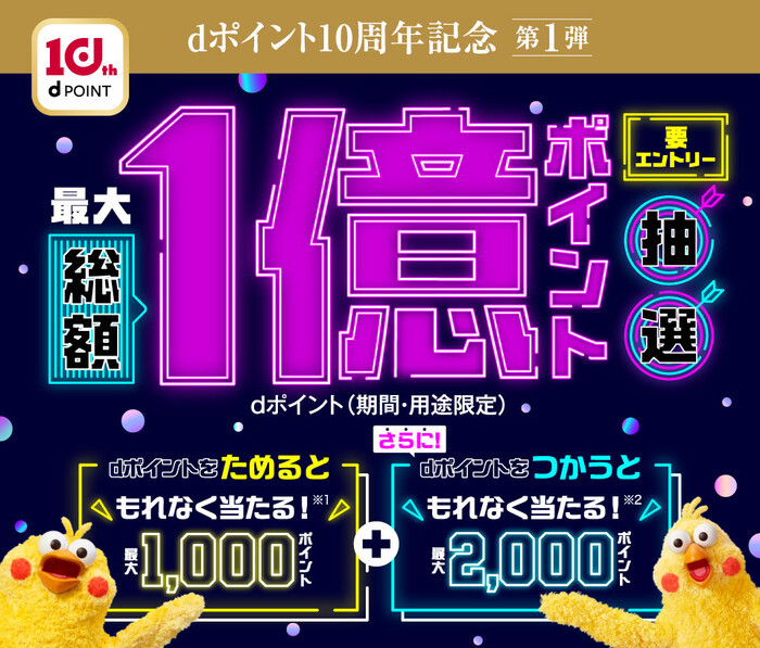 NTTドコモ dポイント10周年キャンペーン第1弾