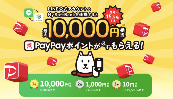 ソフトバンク 先着15万名に最大10,000円相当のPayPayポイントプレゼントキャンペーン