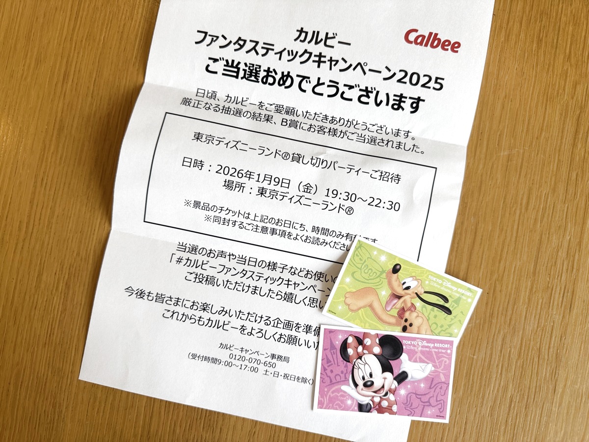 ディズニー貸切チケットと当選通知