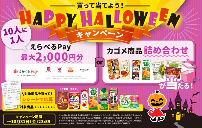 カゴメ レシート応募で当てよう！ハロウィンキャンペーン