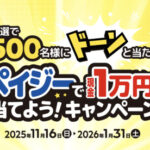 ペイジー 抽選で500名様にドーンと当たる ペイジーで現金1万円を当てよう!キャンペーン