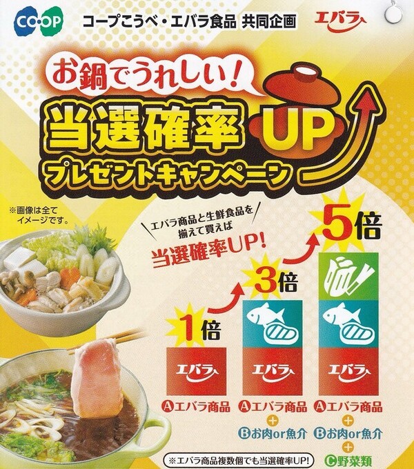 コープこうべ×エバラ食品 お鍋でうれしい！当選確率UP プレゼントキャンペーン