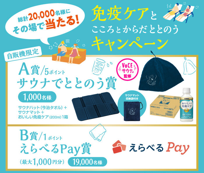 キリンビバレッジ 自販機限定 免疫ケアとこころとからだととのうキャンペーン