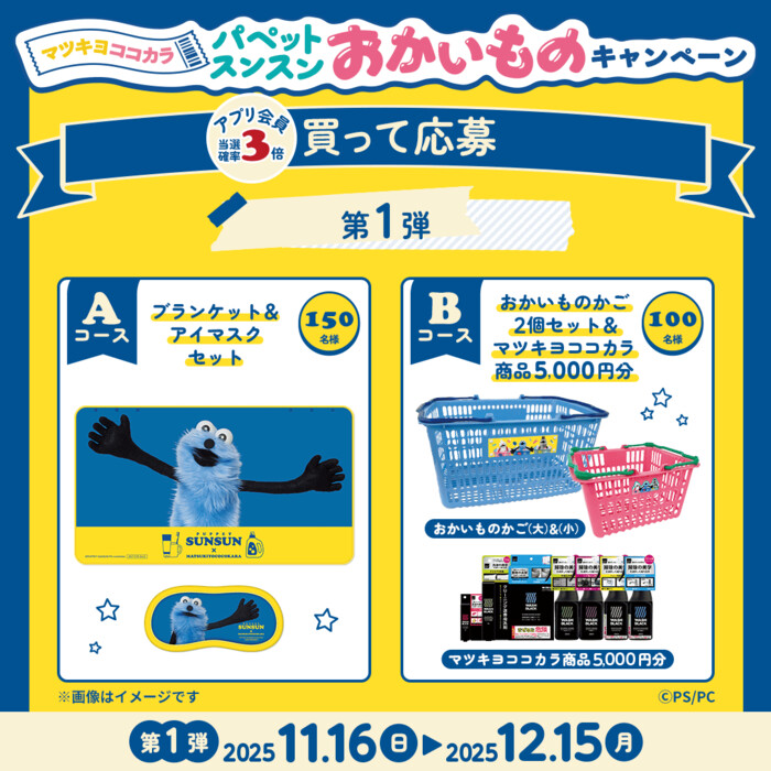 マツキヨココカラ＆カンパニー パペットスンスンおかいものキャンペーン（買って応募）