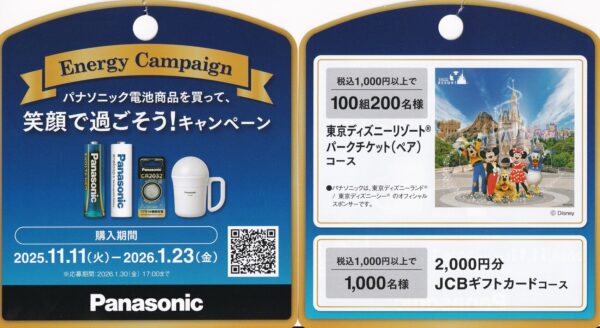 パナソニック電池商品を買って、笑顔で過ごそう！キャンペーン ディズニー懸賞チラシ