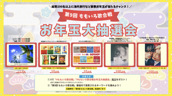 豪華ペア海外旅行、スナック菓子詰め合わせなどが当たる！のXプレゼントキャンペーン