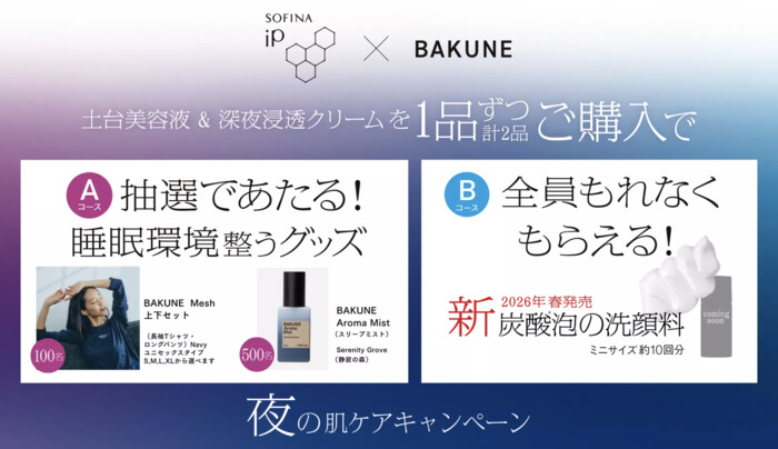 花王 SOFINA iP 夜の肌ケアキャンペーン