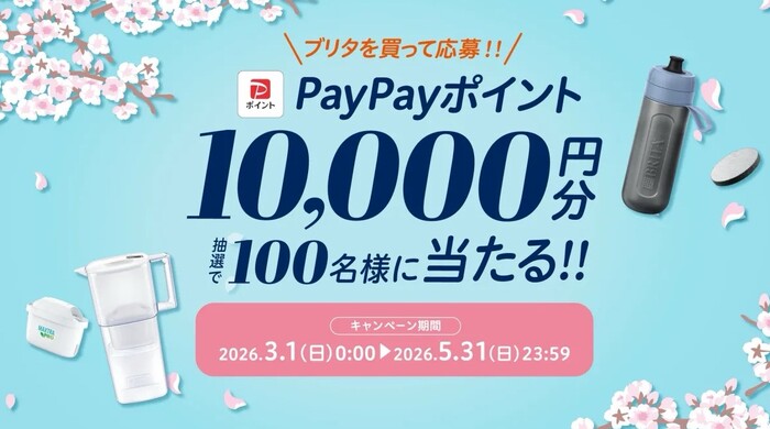 ブリタを買って応募!PayPayポイント1万円分当たる BRITA 新生活応援キャンペーン