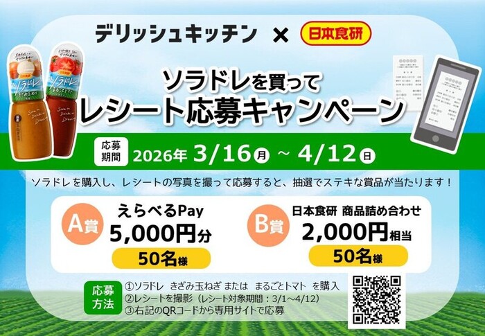 デリッシュキッチン × 日本食研 ソラドレを買ってレシート応募キャンペーン