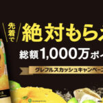 アサヒ飲料 ウィルキンソン 先着で絶対もらえる 総額1,000万ポイント グレフルスカッシュキャンペーン