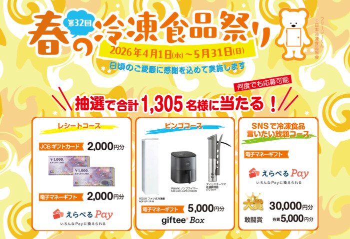 トモシアホールディングス 第32回「春の冷凍食品祭り」キャンペーン レシートコース