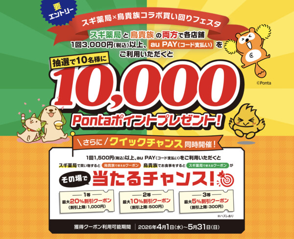 au PAY スギ薬局 × 鳥貴族コラボ買い回りフェスタ