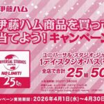 ライフ近畿圏×伊藤ハム×USJ 伊藤ハム商品を買って当てよう!キャンペーン