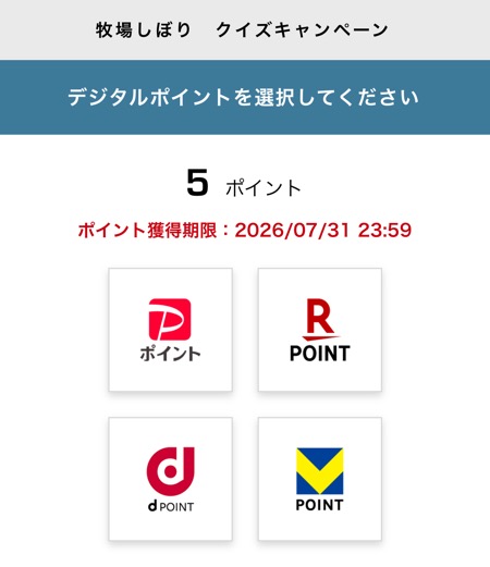 当選したえらべるデジタルポイント