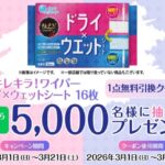 キレキラ！ワイパー ドライ×ウェットシート 無料クーポンが当たる！サンドラッグのLINEプレゼントキャンペーン