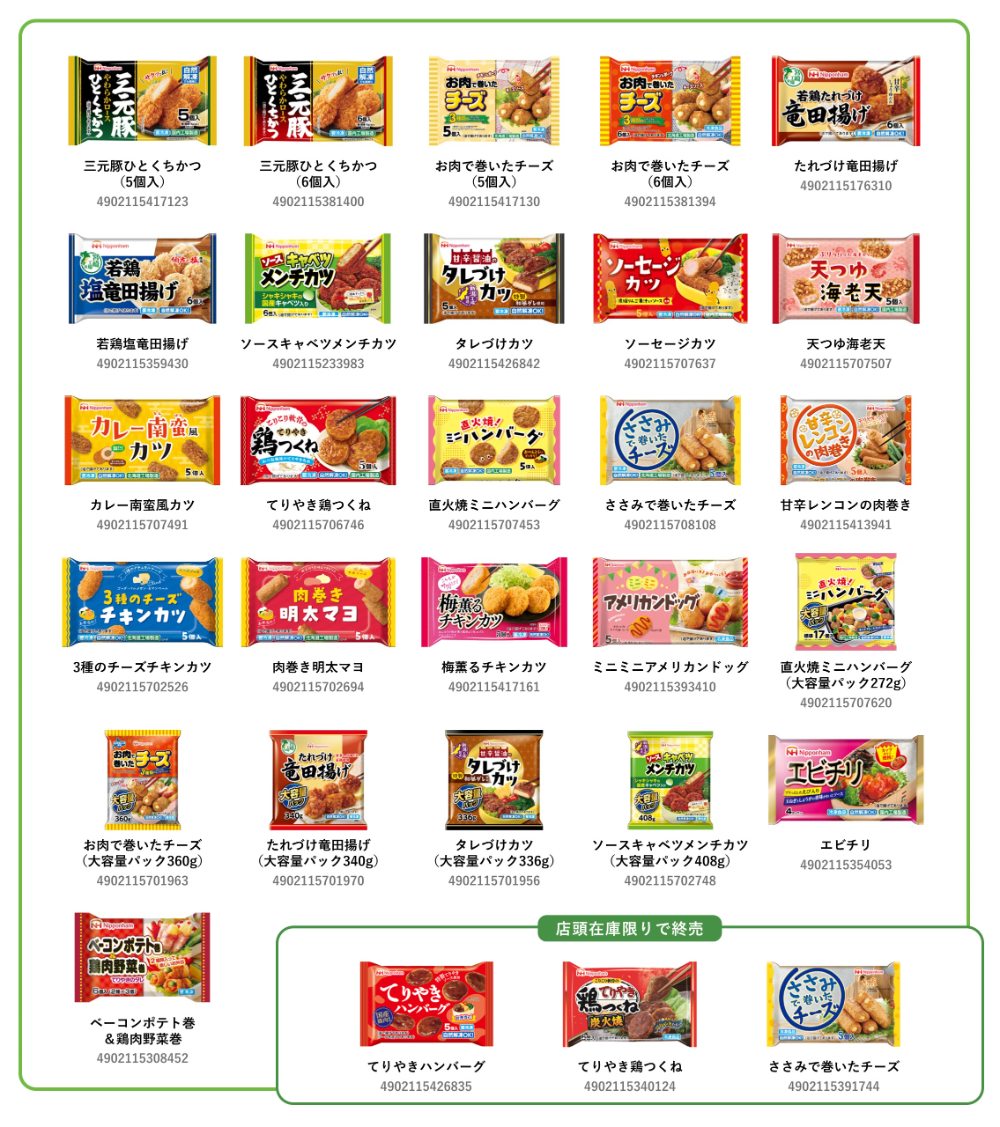 日本ハム冷凍食品 対象商品