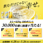 アサヒビール 未来のレモンサワーのレシート送信で抽選で3万名様にえらべるPayが当たるキャンペーン