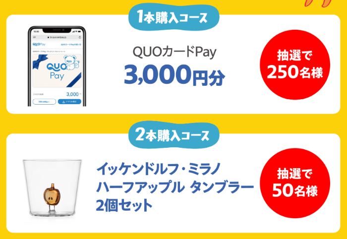 QUOカードPay3,000円分、イッケンドルフ タンブラー