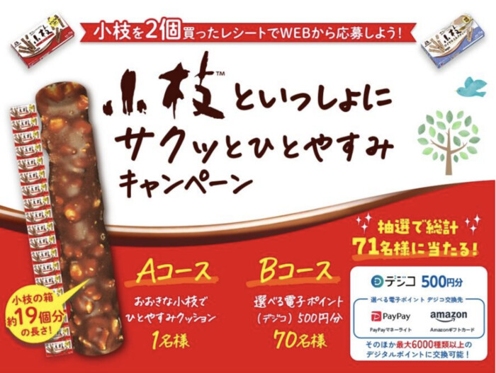 森永製菓 小枝といっしょにサクッとひとやすみ キャンペーン