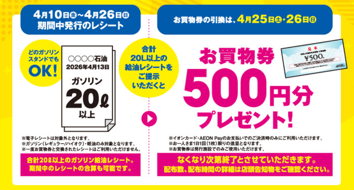 イオン お買い物券500円分